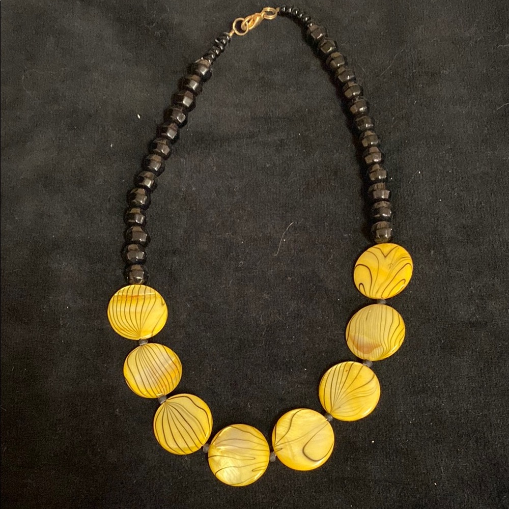 Bold Black and Gold Necklace with Textured Elements